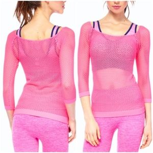 ELECTRIC YOGA pink fishnet top
